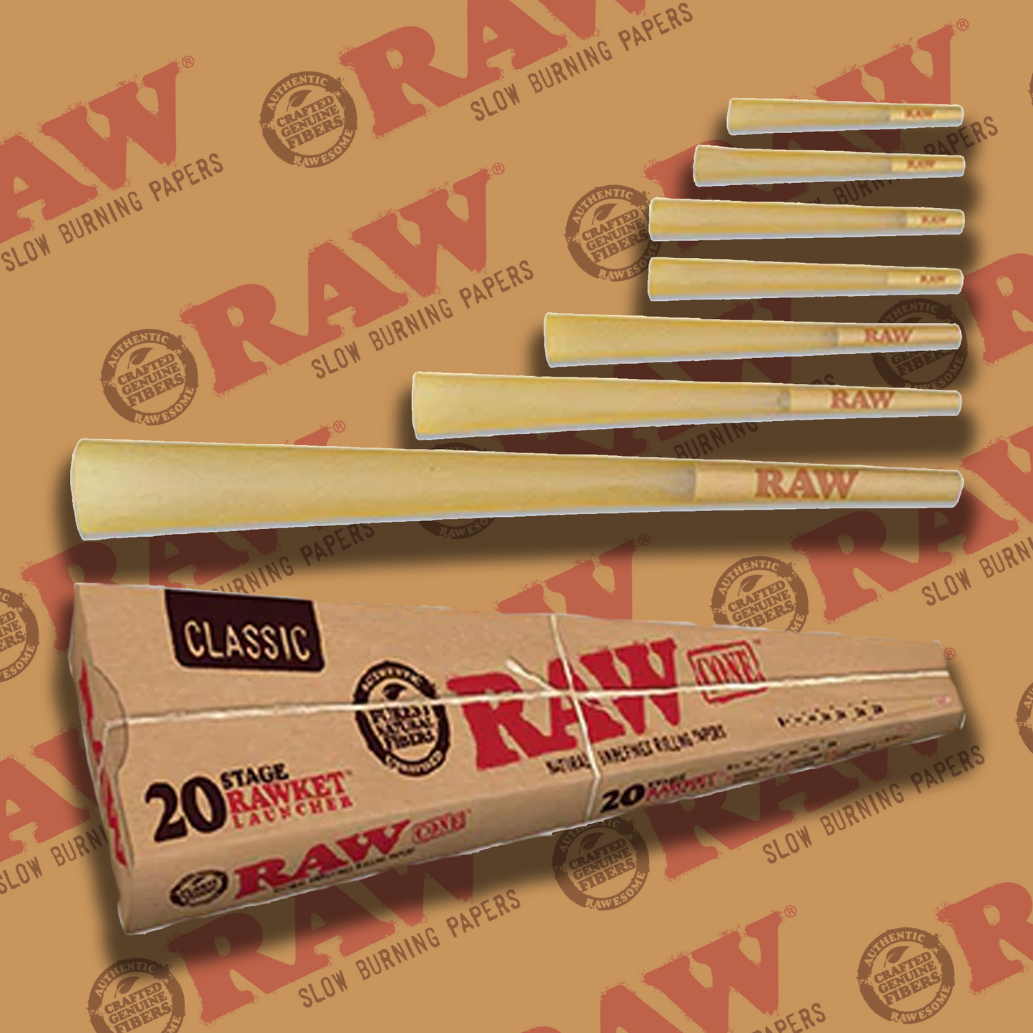 Raw Pre -Rolled Cones 20 Stage Rawket